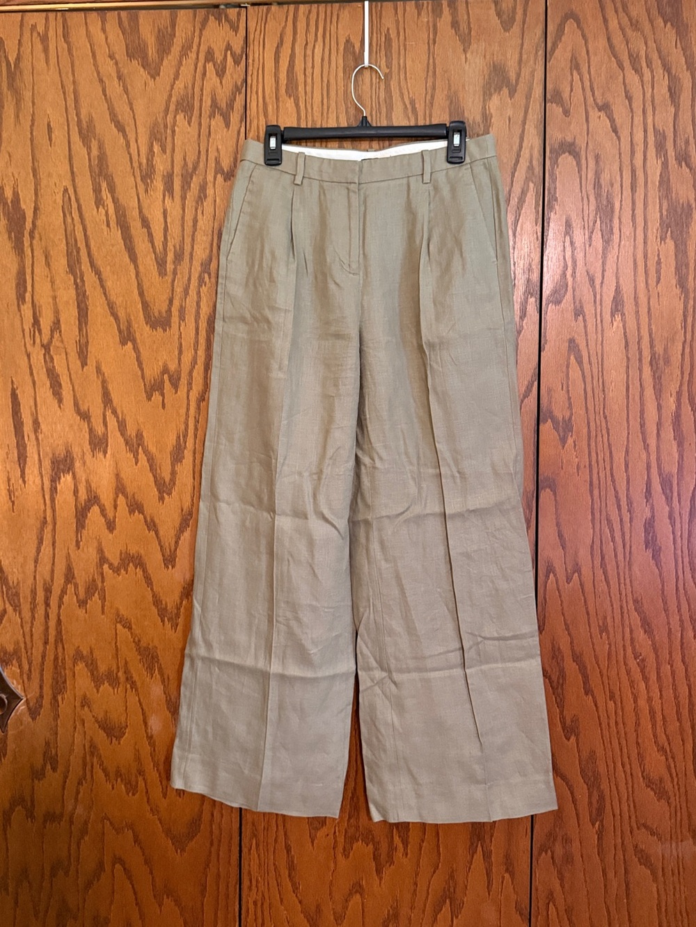 J.Crew Essential Wide Leg Pants Women’s Size 6 Khaki/olive Linen Blend